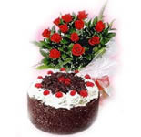 1/2 Kg. Black Forest cake with 12 lovely dutch roses,is the best way to shower blessings on your loved one.